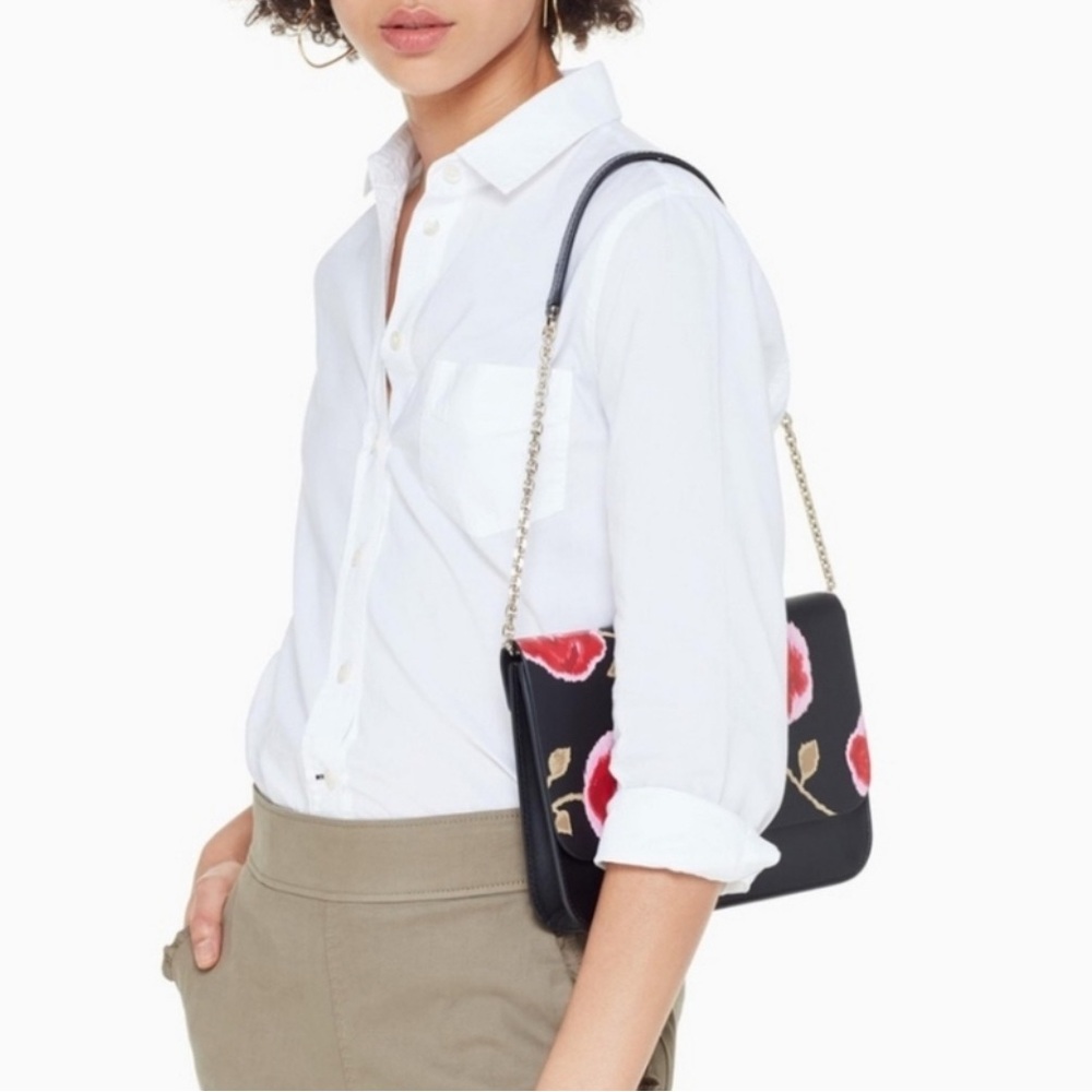 Kate Spade Leather Putnam Drive Hazy Rose Lizz floral shoulder bag NWOT. - Picture 2 of 7